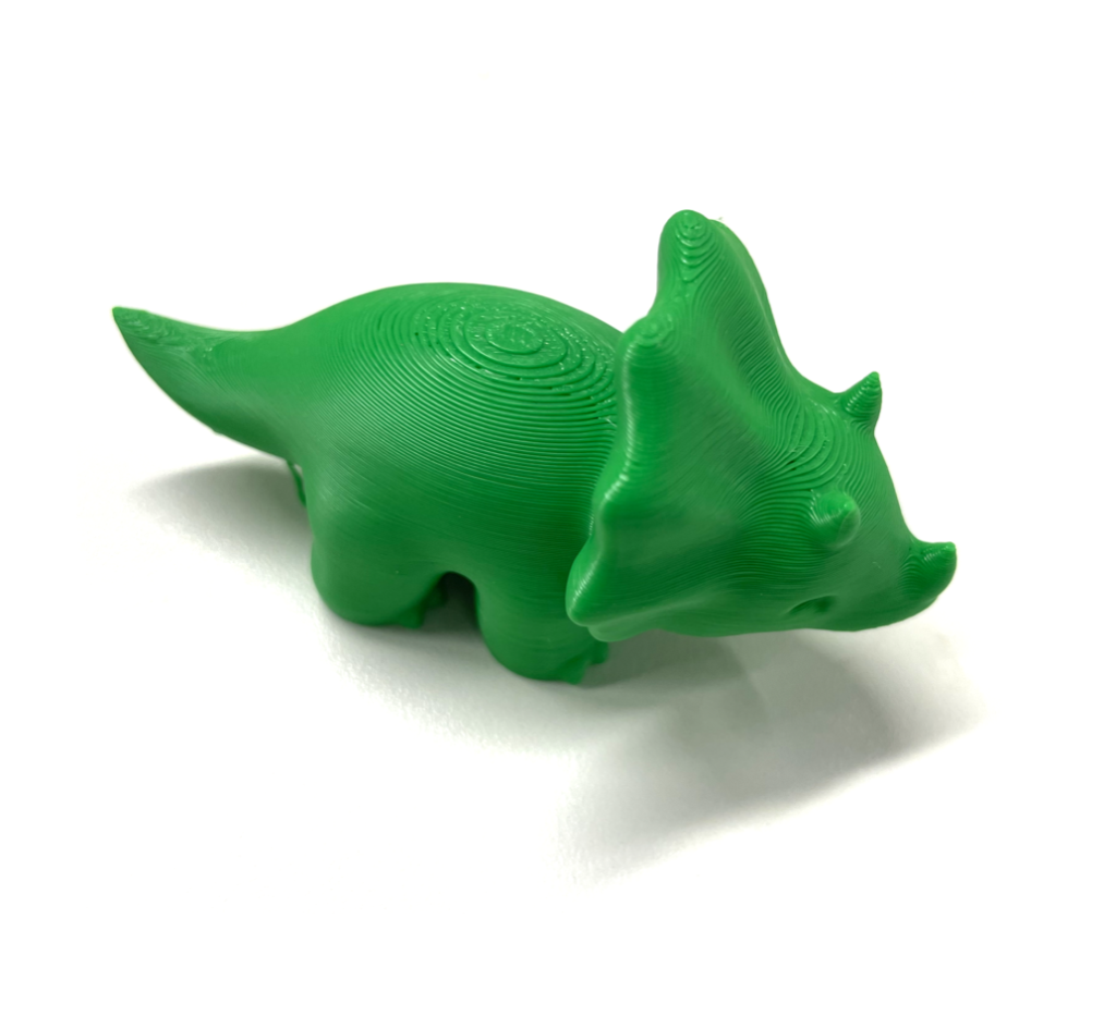 3D-printed cute little dinosaur showing stair-stepping effect